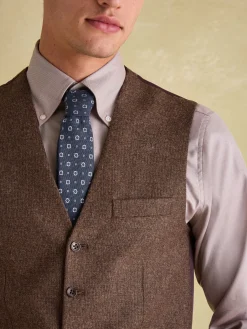 Brown Slim Fit Texture Suit Waistcoat