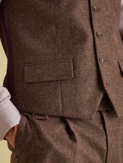 Brown Slim Fit Texture Suit Waistcoat