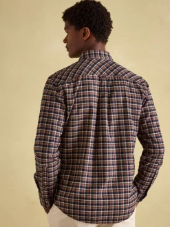 Buchanan Brown & Navy Soft Brushed Cotton Check Shirt
