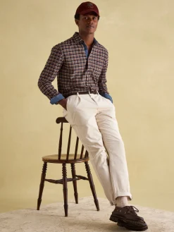 Buchanan Brown & Navy Soft Brushed Cotton Check Shirt