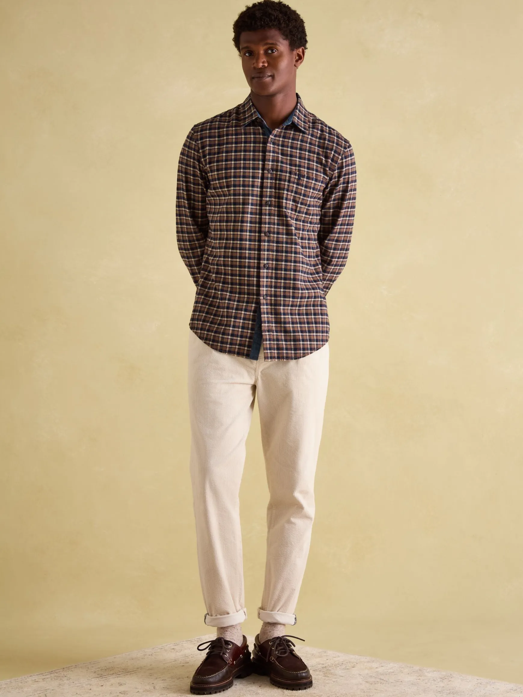 Buchanan Brown & Navy Soft Brushed Cotton Check Shirt