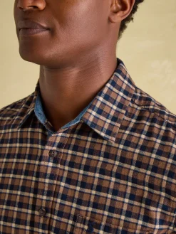 Buchanan Brown & Navy Soft Brushed Cotton Check Shirt