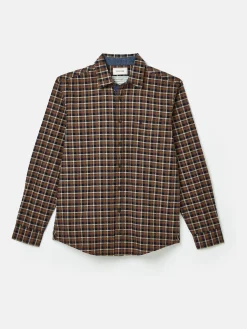 Buchanan Brown & Navy Soft Brushed Cotton Check Shirt