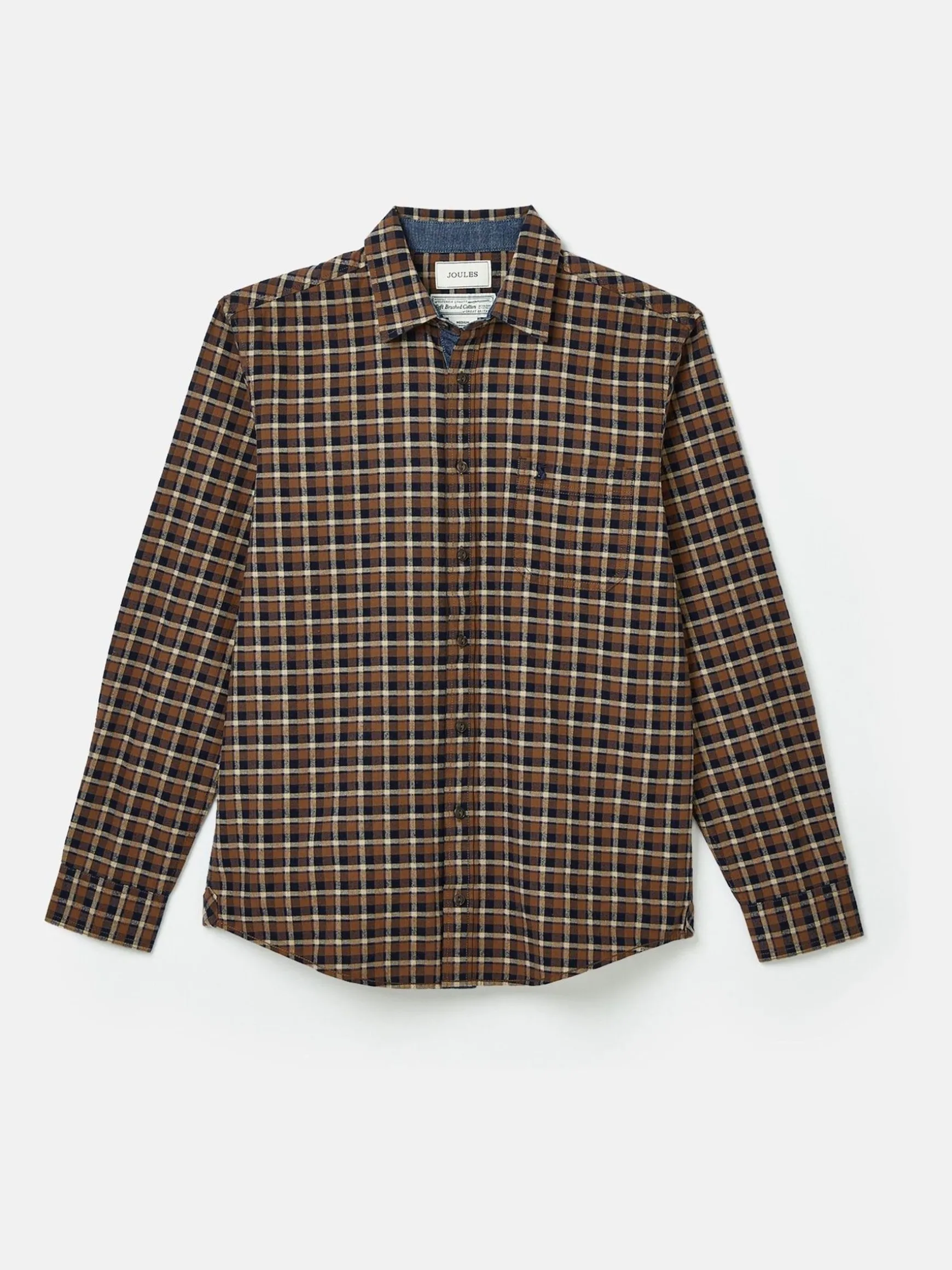 Buchanan Brown & Navy Soft Brushed Cotton Check Shirt