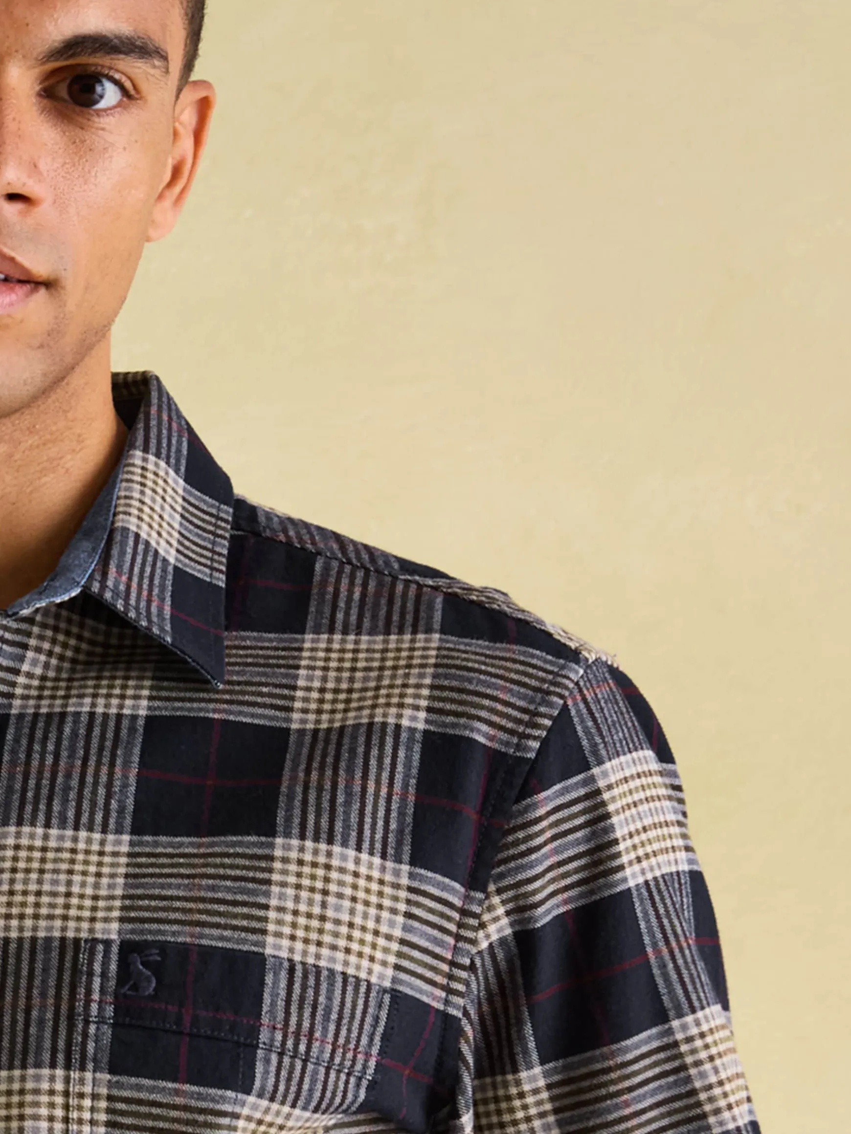 Buchanan Navy Blue Soft Brushed Cotton Check Shirt
