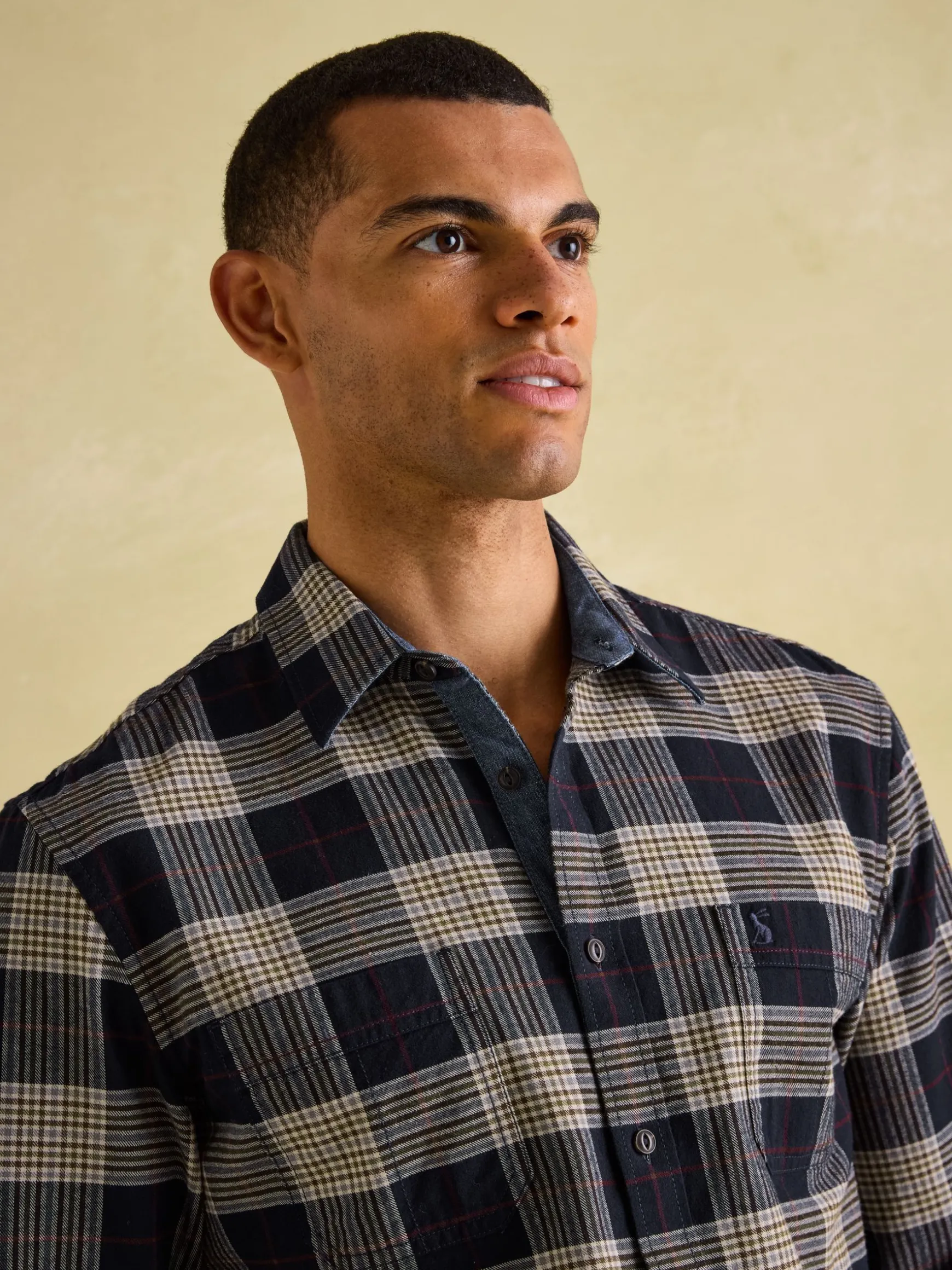 Buchanan Navy Blue Soft Brushed Cotton Check Shirt