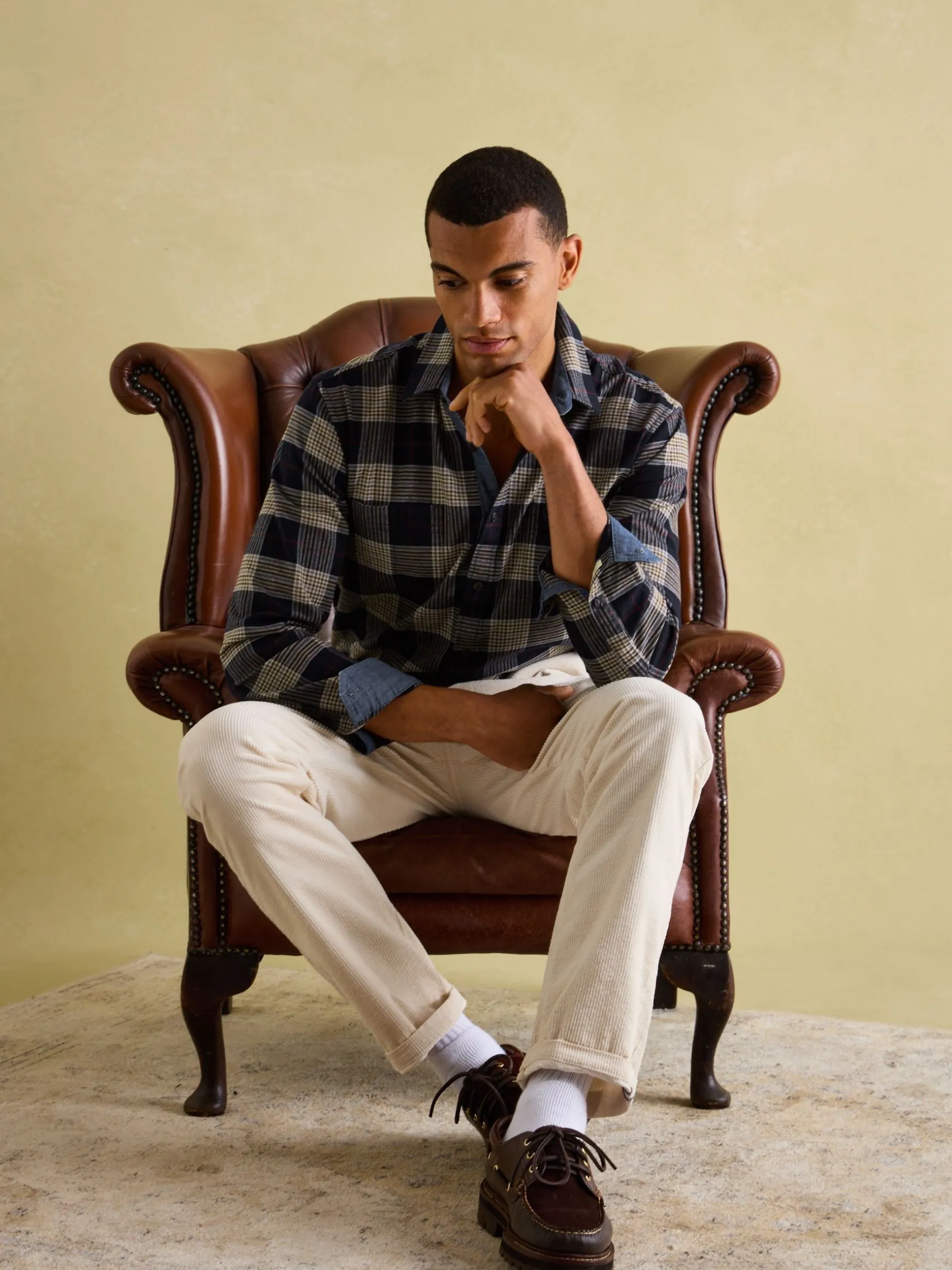 Buchanan Navy Blue Soft Brushed Cotton Check Shirt