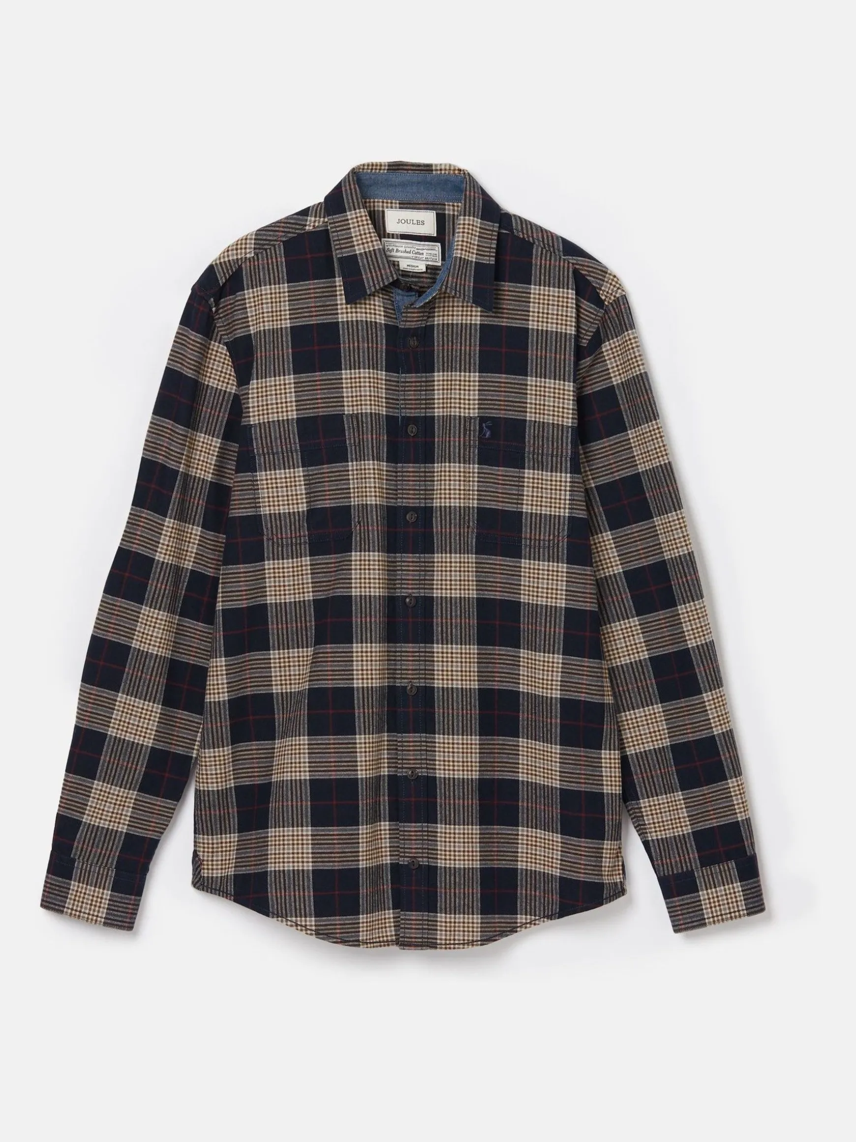 Buchanan Navy Blue Soft Brushed Cotton Check Shirt