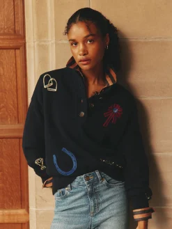 Buckley Navy Horse Embroidered Jumper