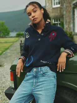 Buckley Navy Horse Embroidered Jumper