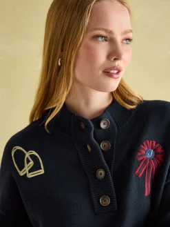 Buckley Navy Horse Embroidered Jumper