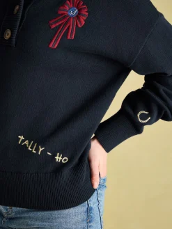 Buckley Navy Horse Embroidered Jumper