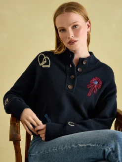 Buckley Navy Horse Embroidered Jumper