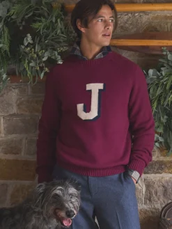 Burgundy 'J' Crew Neck Jumper