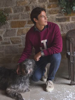 Burgundy 'J' Crew Neck Jumper