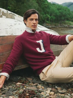 Burgundy 'J' Crew Neck Jumper