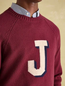Burgundy 'J' Crew Neck Jumper