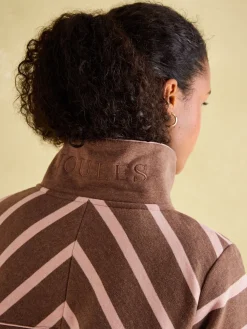 Burnham Chocolate Brown pink Funnel Neck Quarter Zip Sweatshirt