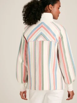 Burnham Multi Stripe Funnel Neck Quarter Zip Sweatshirt