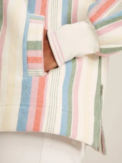 Burnham Multi Stripe Funnel Neck Quarter Zip Sweatshirt