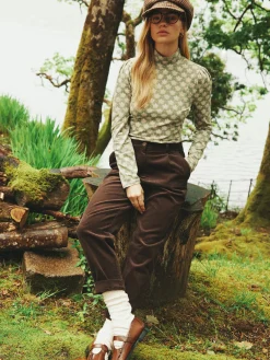 Calla Dark Brown Corduroy Tapered Trousers