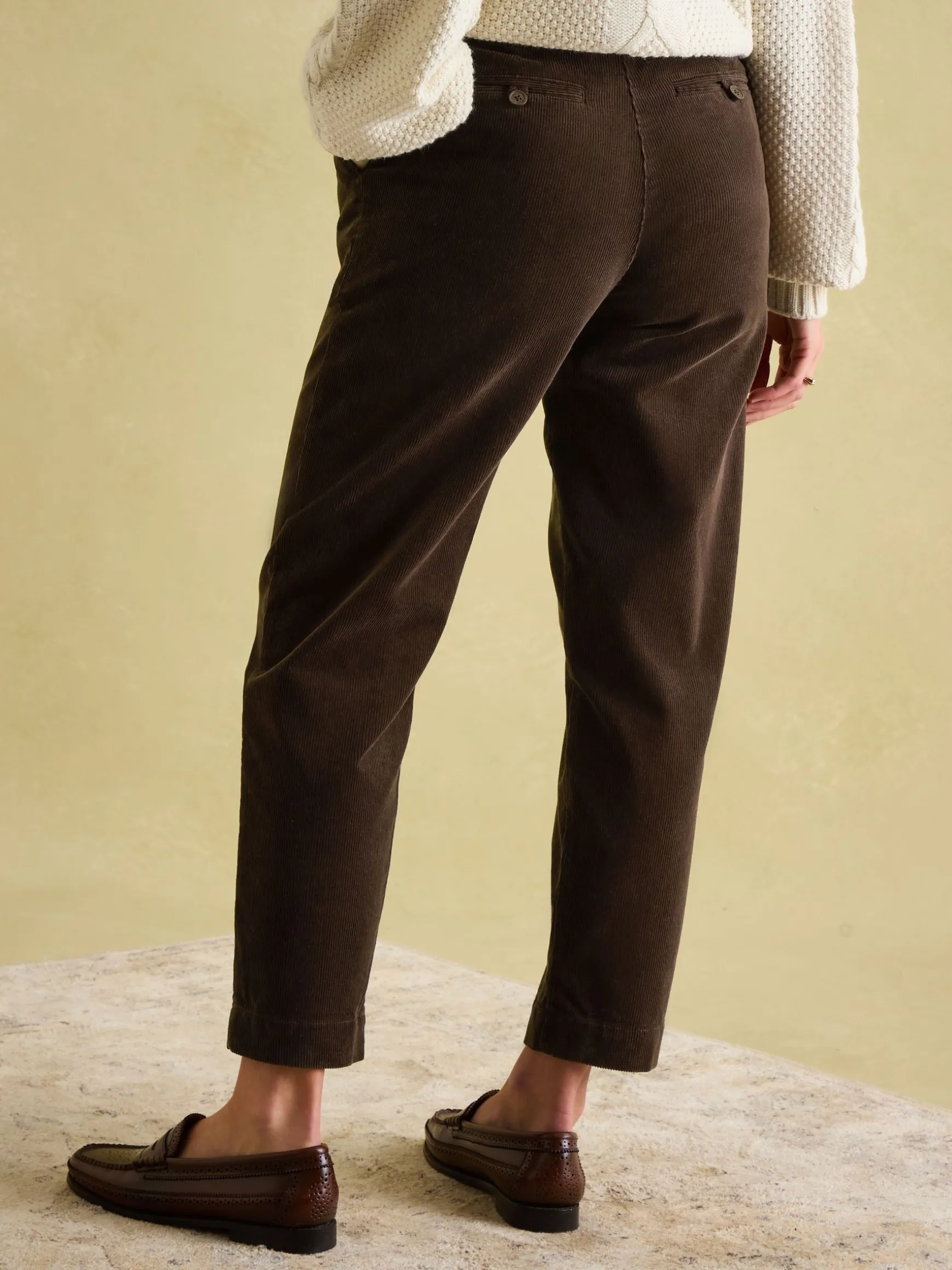 Calla Dark Brown Corduroy Tapered Trousers