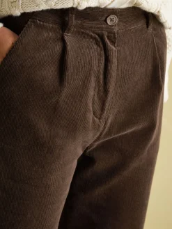 Calla Dark Brown Corduroy Tapered Trousers