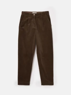 Calla Dark Brown Corduroy Tapered Trousers
