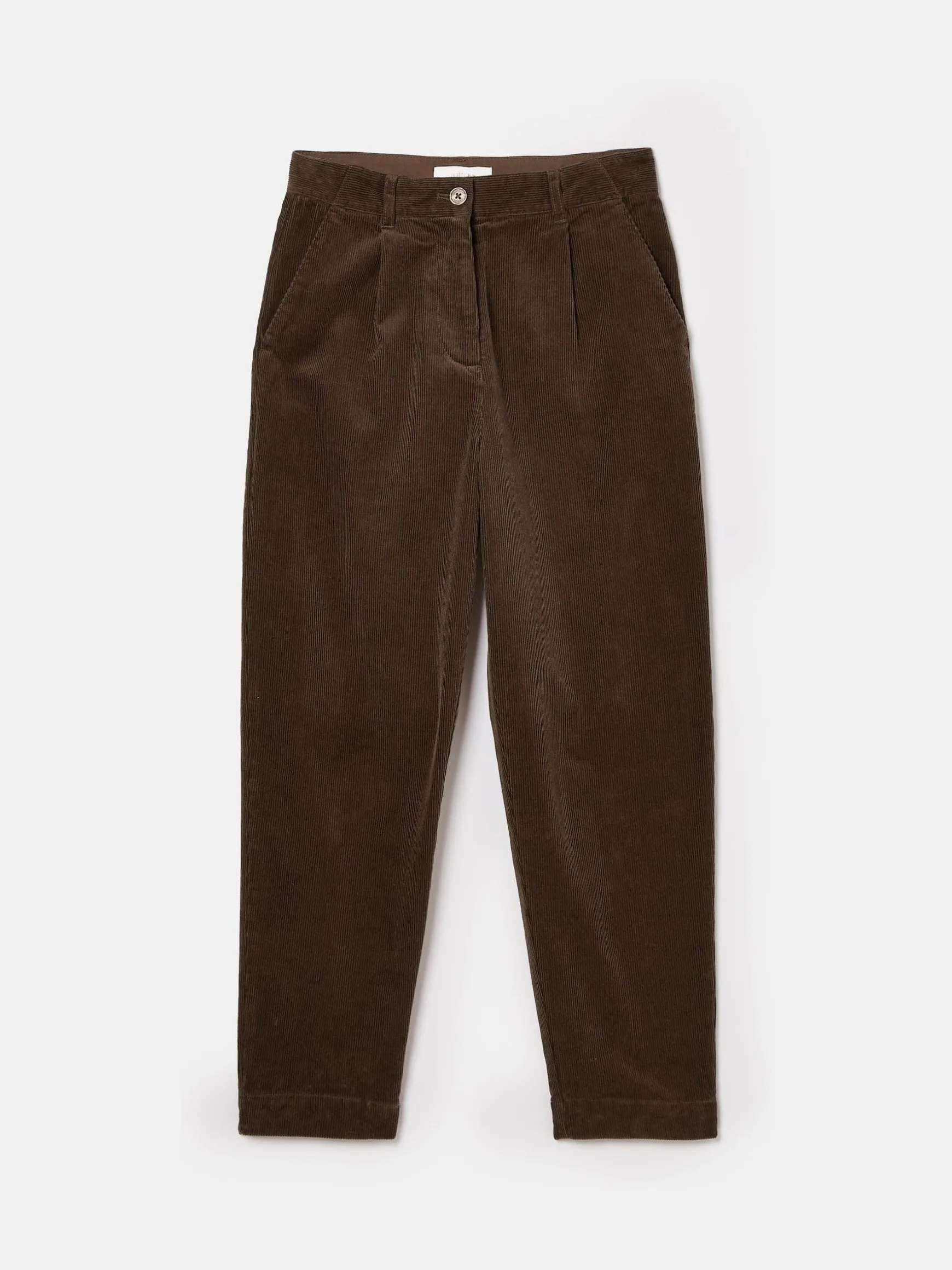 Calla Dark Brown Corduroy Tapered Trousers