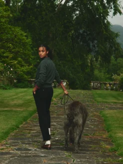 Calla Navy Corduroy Tapered Trousers