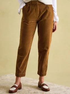 Calla Tan Brown Corduroy Tapered Trousers