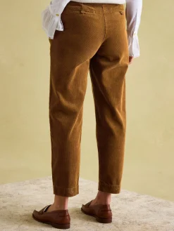 Calla Tan Brown Corduroy Tapered Trousers