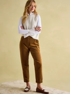 Calla Tan Brown Corduroy Tapered Trousers