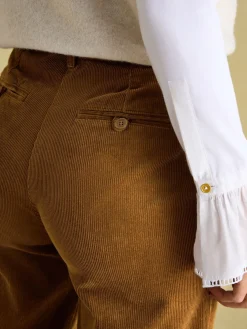 Calla Tan Brown Corduroy Tapered Trousers