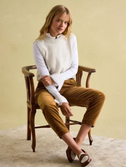 Calla Tan Brown Corduroy Tapered Trousers