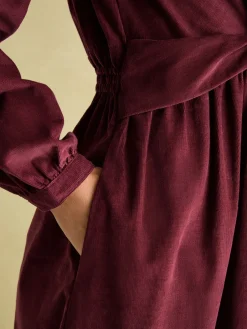 Cara Burgundy Cord Twisted Front Dress