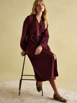 Cara Burgundy Cord Twisted Front Dress