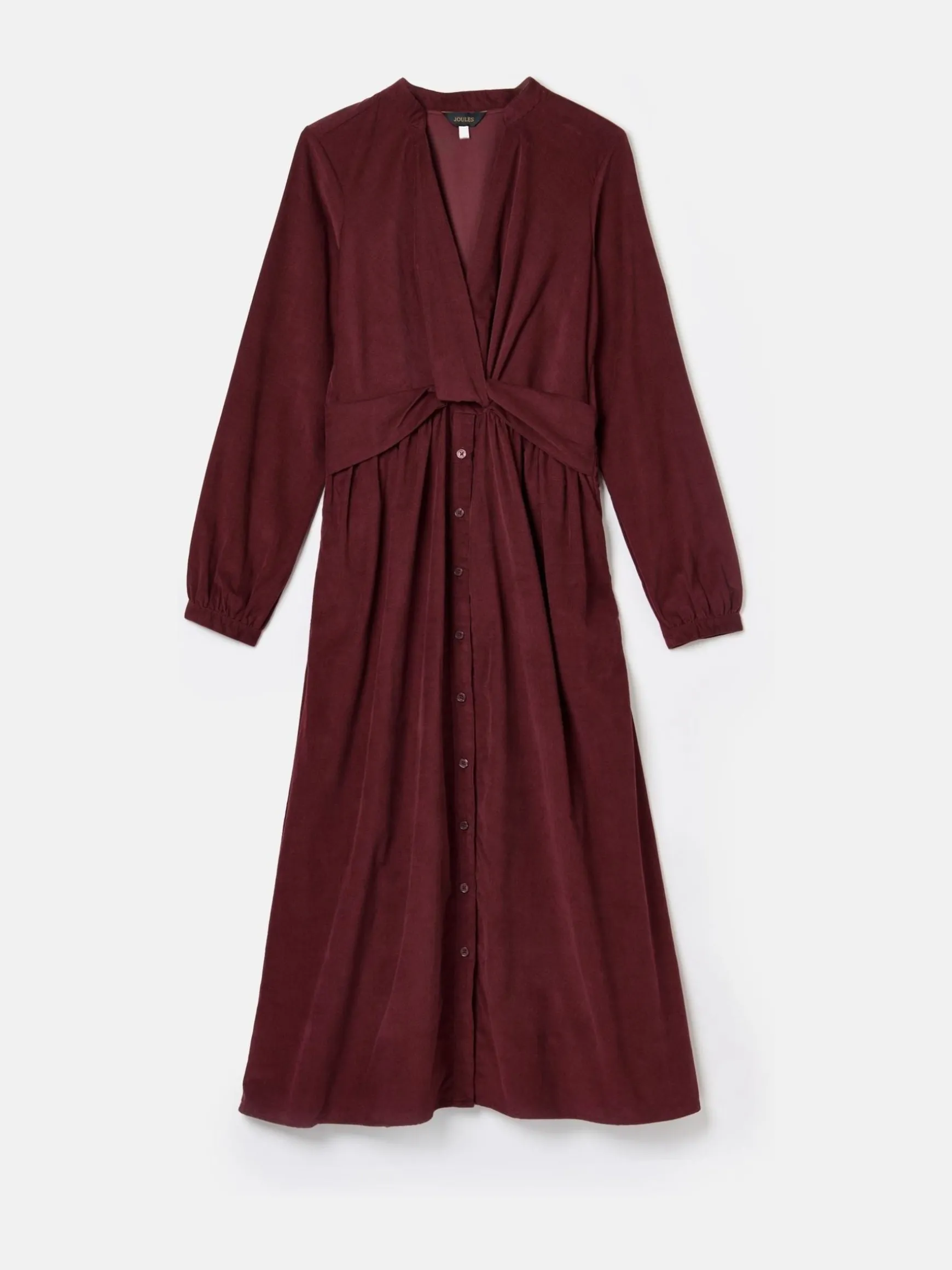 Cara Burgundy Cord Twisted Front Dress