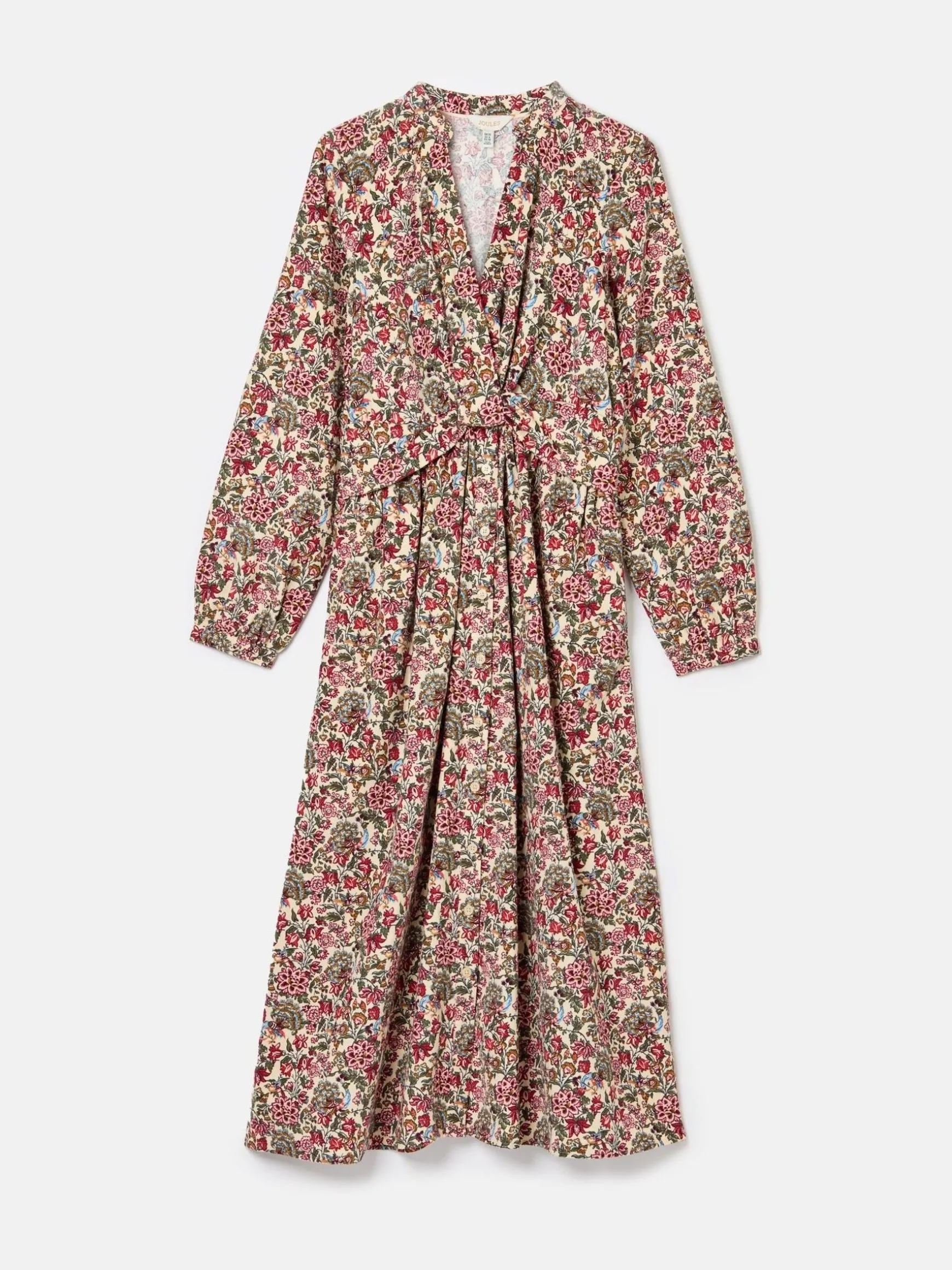 Cara Cream Ditsy Cord Twisted Front Dress