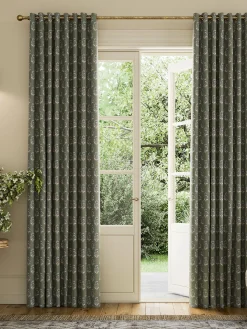 Chamomile Set of 2 Green Blackout Eyelet Curtains