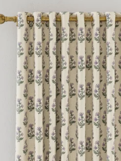 Chamomile Set of 2 Oat Blackout Eyelet Curtains