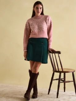 Charlotte Pink Crew Neck Fair Isle Jumper