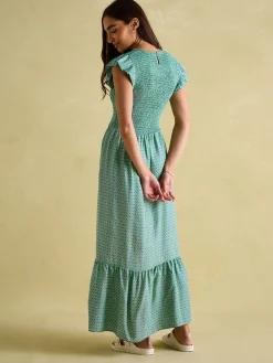Clover Green Shirred Dress