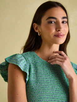 Clover Green Shirred Dress