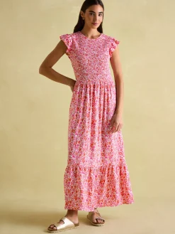 Clover Pink Shirred Dress