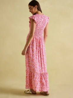 Clover Pink Shirred Dress