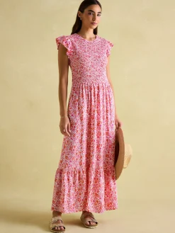 Clover Pink Shirred Dress