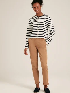 Constance Cream & Navy Striped Cotton Cardigan