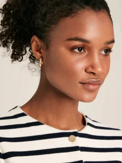 Constance Cream & Navy Striped Cotton Cardigan