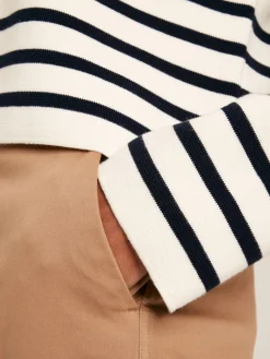 Constance Cream & Navy Striped Cotton Cardigan